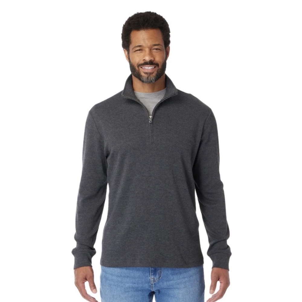 Fair Harbor Larchmont Seawool Quarter Zip Pullover Mens Extra Large Charcoal Gra